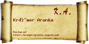 Krámer Aranka névjegykártya