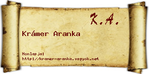 Krámer Aranka névjegykártya